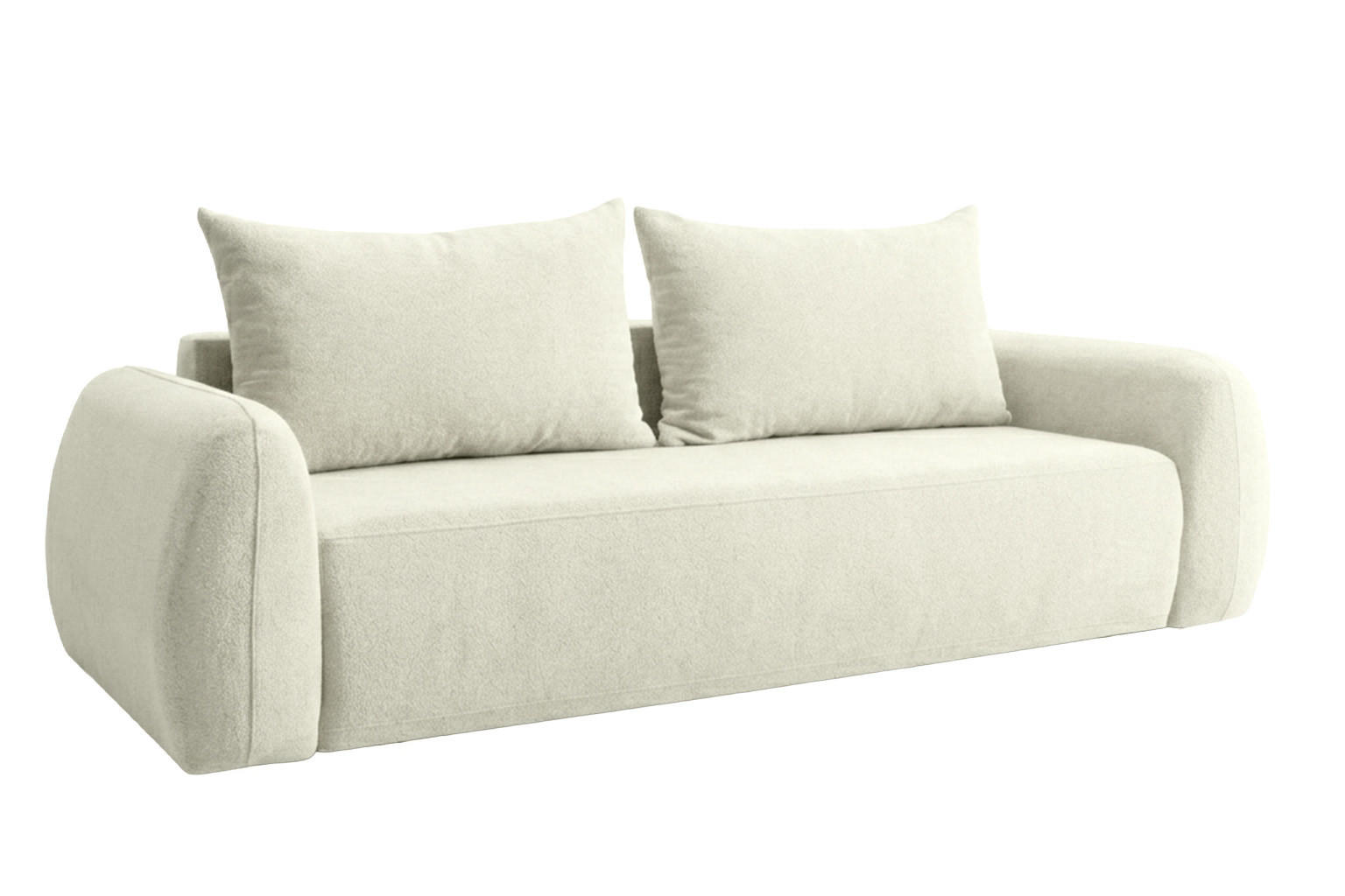 SOFA Mit Schlaffunktion Und Bettkasten, Stoff Doha, Ecru, HELA - Ecru, Holz (250/89/100cm) - Kaiser Möbel