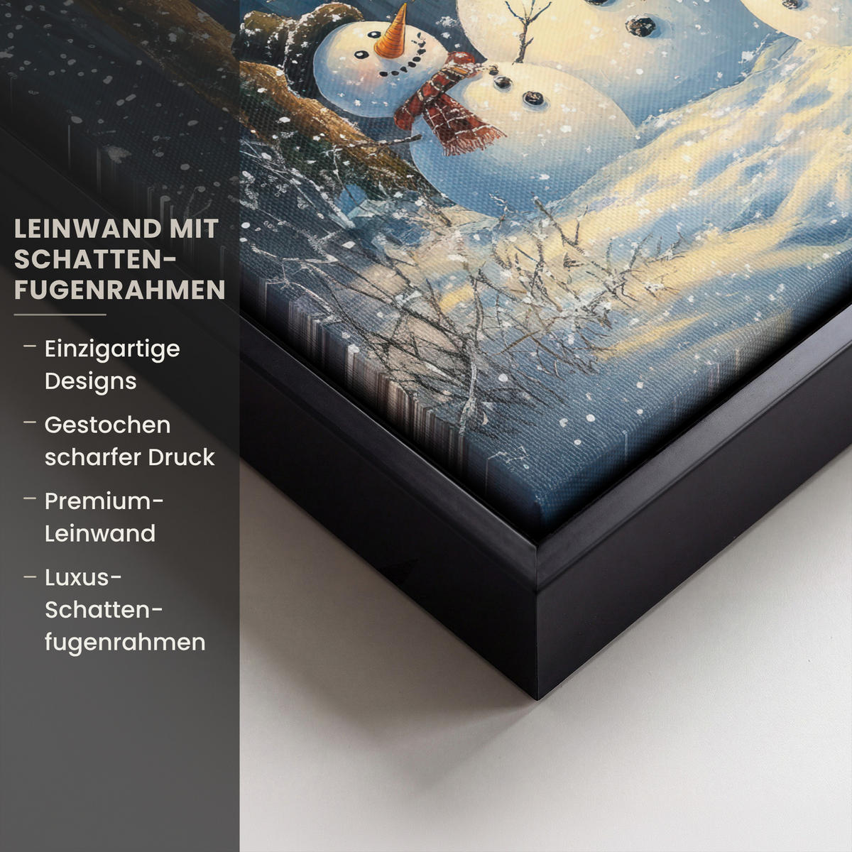 LEINWAND Bilder mit Rahmen - Schneemann - Schnee - Winter - Wald - 20x20 - Hellblau, Textil (20/20cm) - MuchoWow