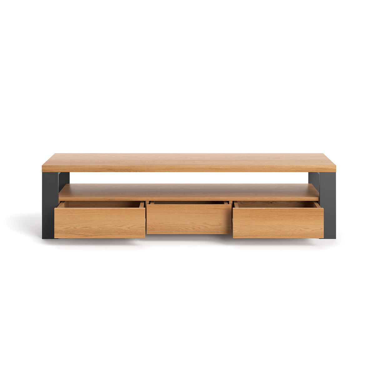 TV-SCHRANK Horizon aus massivem Eichenholz 160 cm - Eichefarben/Naturfarben, Holz (160/45/50cm) - Danzz