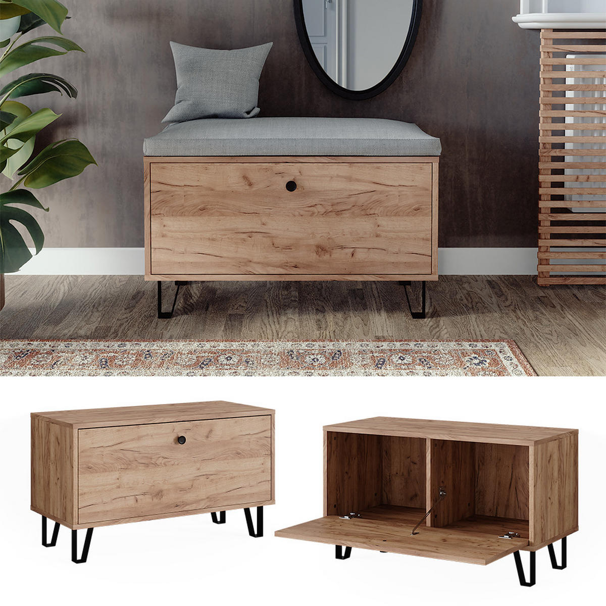 SITZBANK Siri Goldkraft Eiche 80 x 46 cm - Eiche Wotan, Holzwerkstoff (80/46/35.1cm) - Vicco
