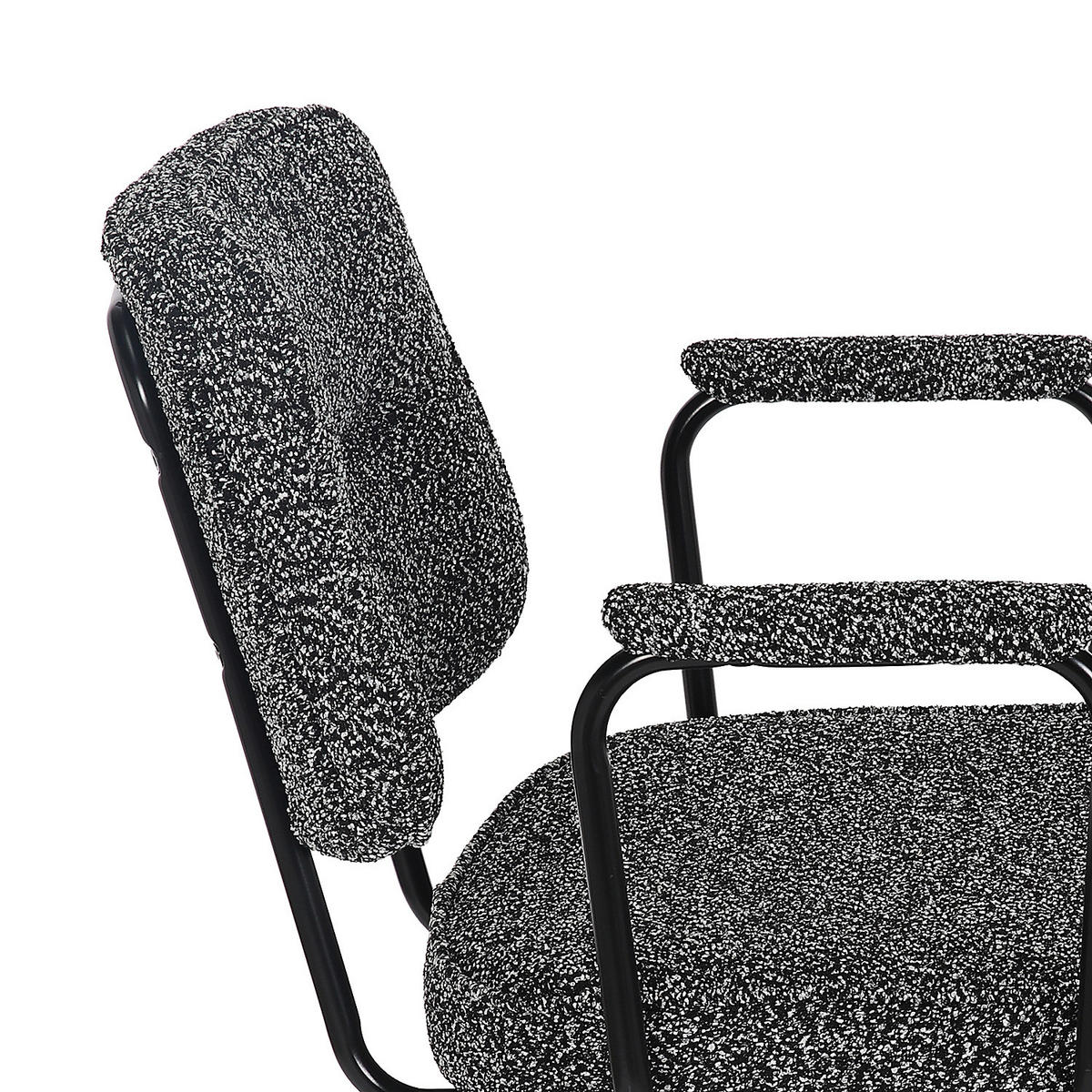 POLSTERSTUHL - 2er-Set - Metall / Textil - Schwarzweiß - Schwarz/Weiß, Textil/Metall (58/80/60cm) - home24
