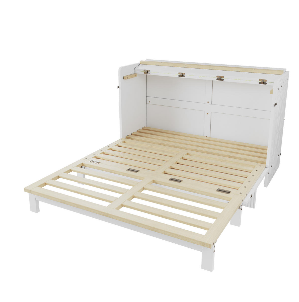 BETT 140/200 cm in Weiß – klappbar mit Stauraum, LED-Beleuchtung und USB - Weiß, Holzwerkstoff (140/200cm) - BEAOK