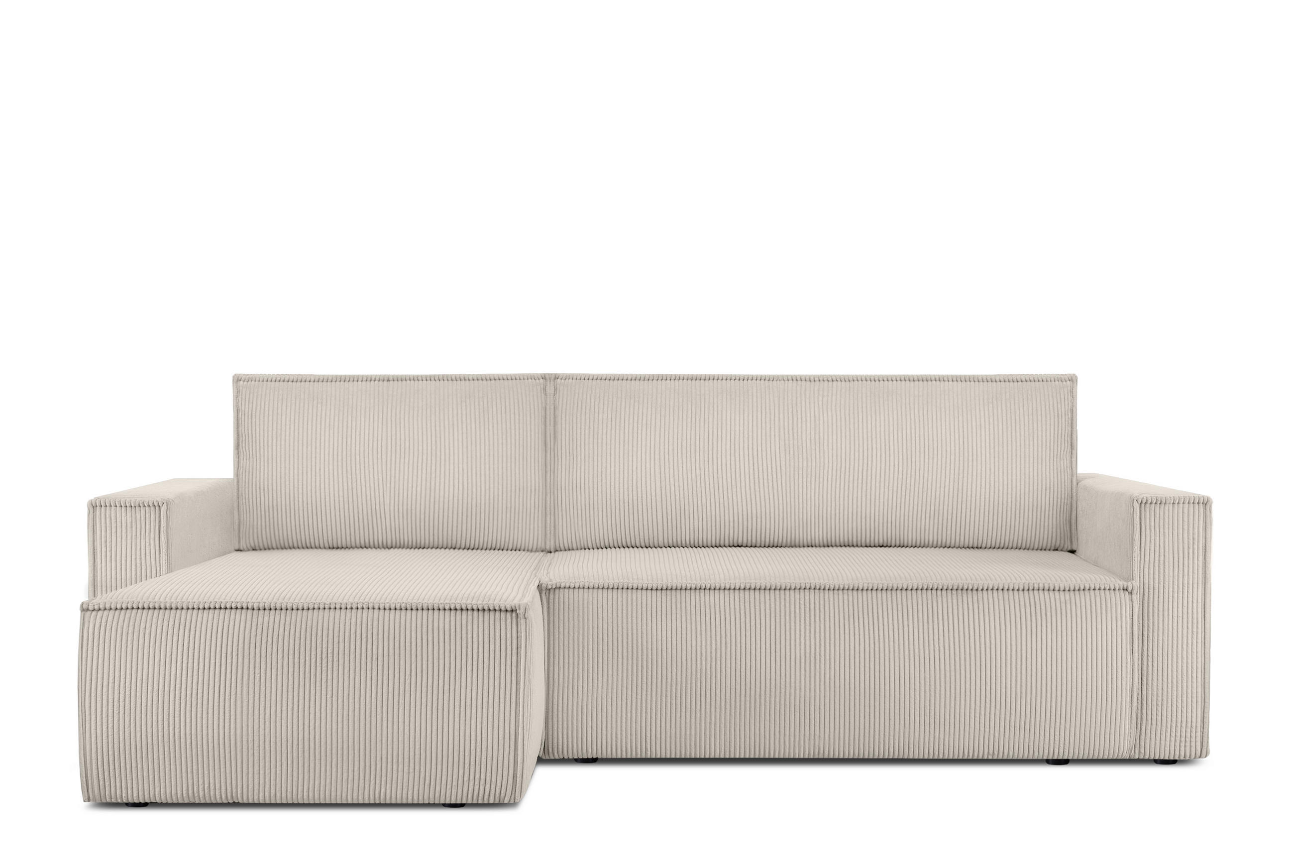ECKSOFA-LINKS/RECHTS NAPI Schlaffunktion mit Cordbezug, creme - Creme/Schwarz, Textil (246/148cm) - KONSIMO®
