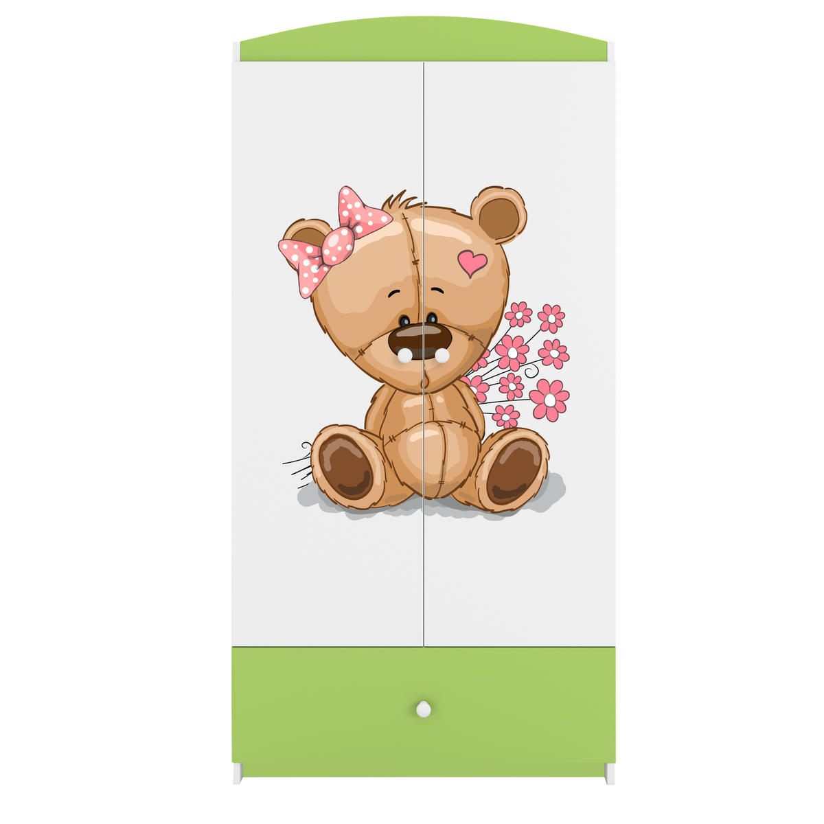 KINDERKLEIDERSCHRANK Teddybär II - Grün, Holzwerkstoff (90/175/52cm) - RAUMHIRSCH FURNITURE