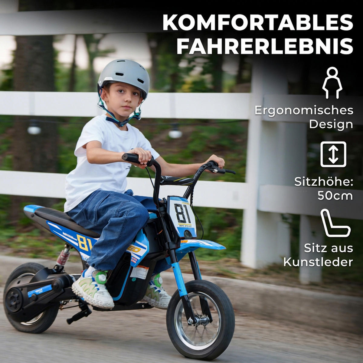 KINDER-MOTOCROSS Kunststoff Metall Blau - Blau, Kunststoff (119/64/76.5cm) - AIYAPLAY