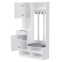GARDEROBENSET mit Sitzbank 100 x 35 x 180 cm MDF Weiß - Weiß, Holzwerkstoff (35/180/100cm) - Beauniv
