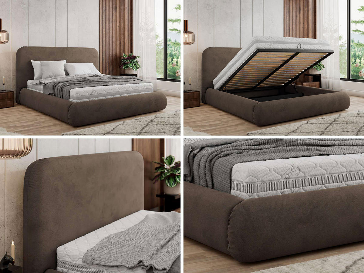 POLSTERBETT BENEA CLASSIC 200/200 - Braun Velvet - Multipocket-Matratze - Braun, Textil (200/200cm) - MKS