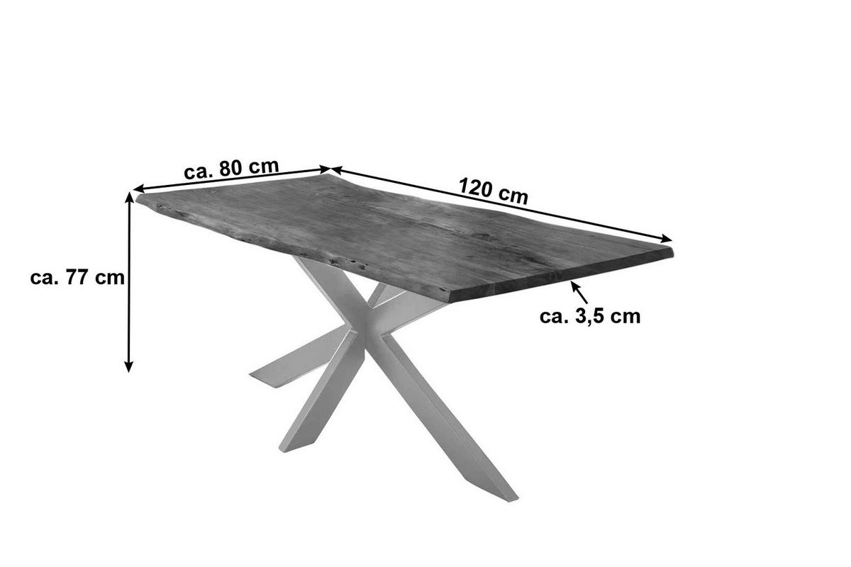 ESSTISCH TABEA - Silberfarben/Braun, Holz/Metall (80/120/77cm) - SAM
