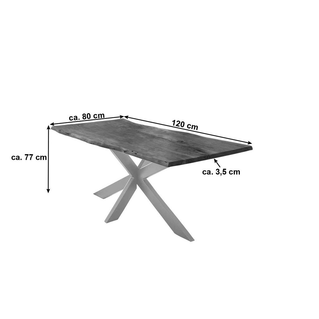 Thumbnail - SAM Esstisch, Braun, Holz, Echtholz,Akazie, Rechteckig,Quadratisch, Sternfuß, 120x77x80 cm, Esszimmer, Tische, Esstische