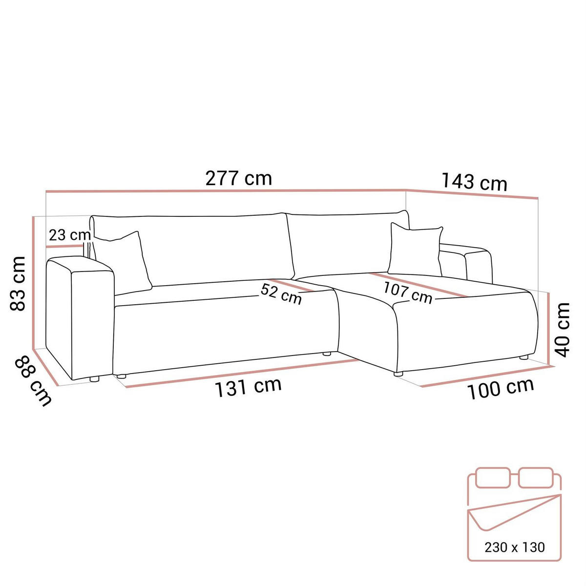 Ecksofa PRESTIGE SOFT mit Schlaffunktion und Bettkasten, Tilia 11 - Taupe, Textil (277/143cm) - Lookway