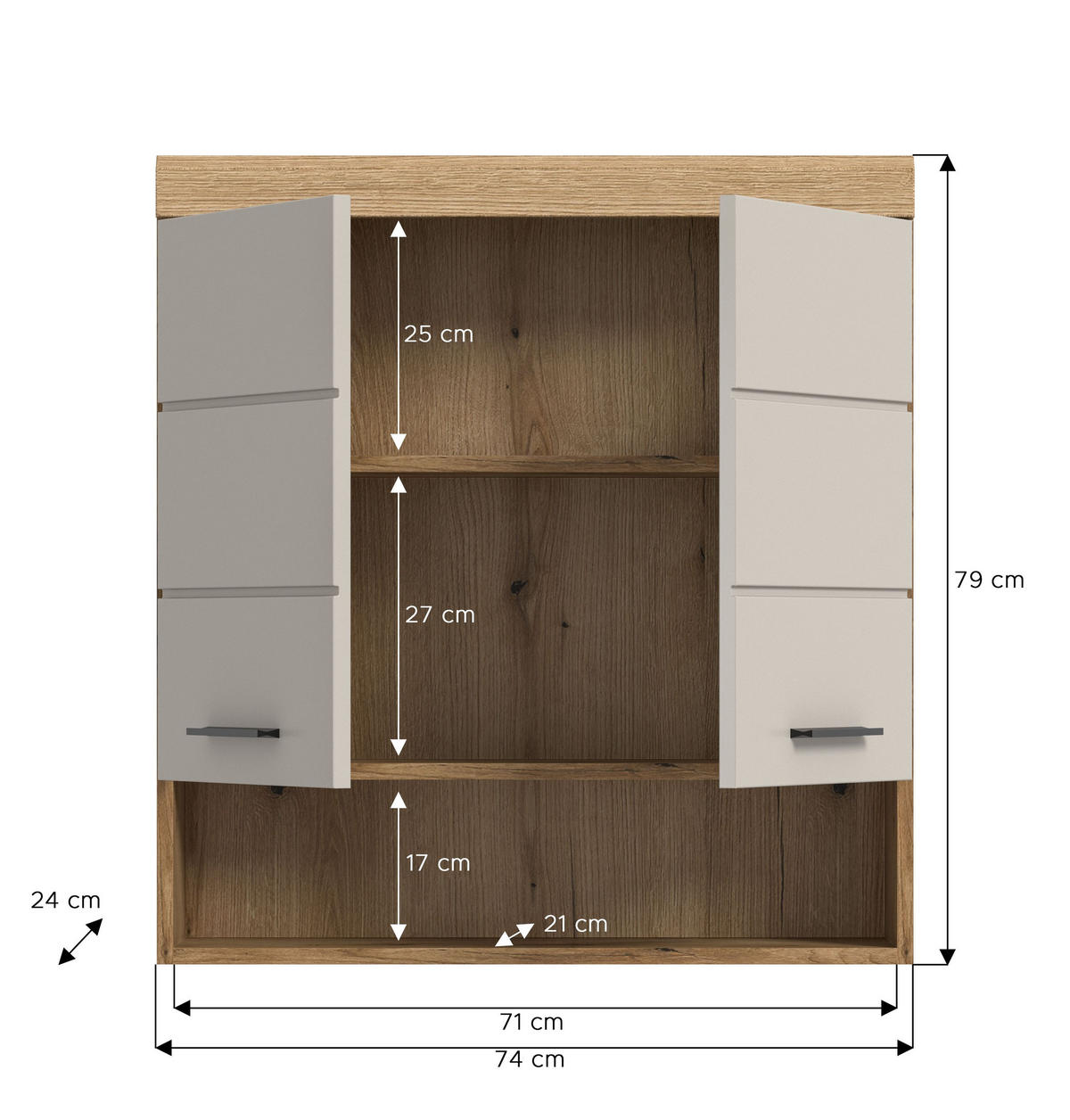 HÄNGESCHRANK SCOUT (B/H/T: ca. 74/79/24 cm) in Evoak Oak Nachbildung/- - Eichefarben, Holz (74/79/24cm)