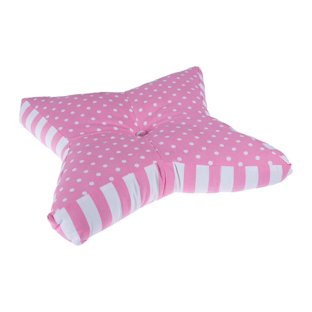 BODENKISSEN Stern, rosa Punkte & Streifen 70/48/7 cm - Rosa, Textil (70/48/7cm) - Homescapes