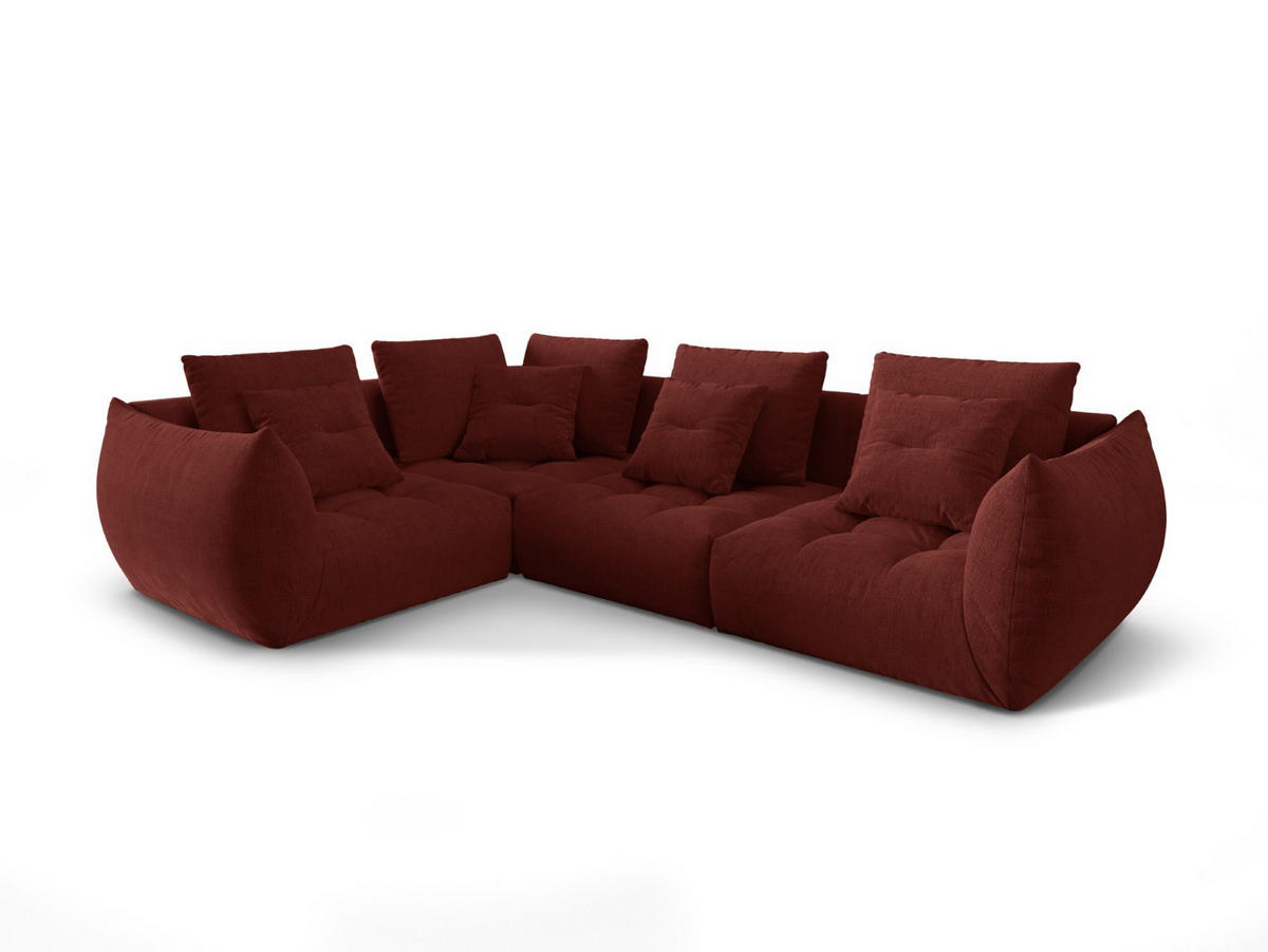 ECKSOFA modular links Bloom aus strukturiertem Stoff rot 3 Sitzplätze - Rot, Textil (216/316cm) - Micadoni