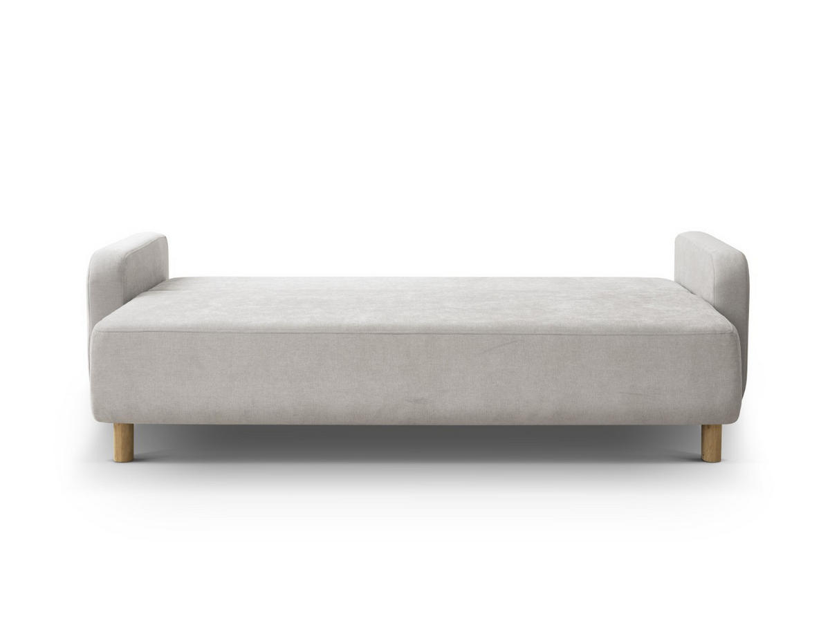 SOFA ausklappbar mit Bettkasten Elen aus strukturiertem Stoff beige 3 Sitzplätze - Beige, Textil (231/86/106cm) - Micadoni