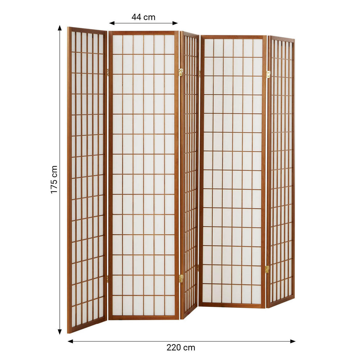 PARAVENT 5-tlg. 220/175 cm Braun Shoji - Braun, Holz (220/175/2cm) - Homestyle4u