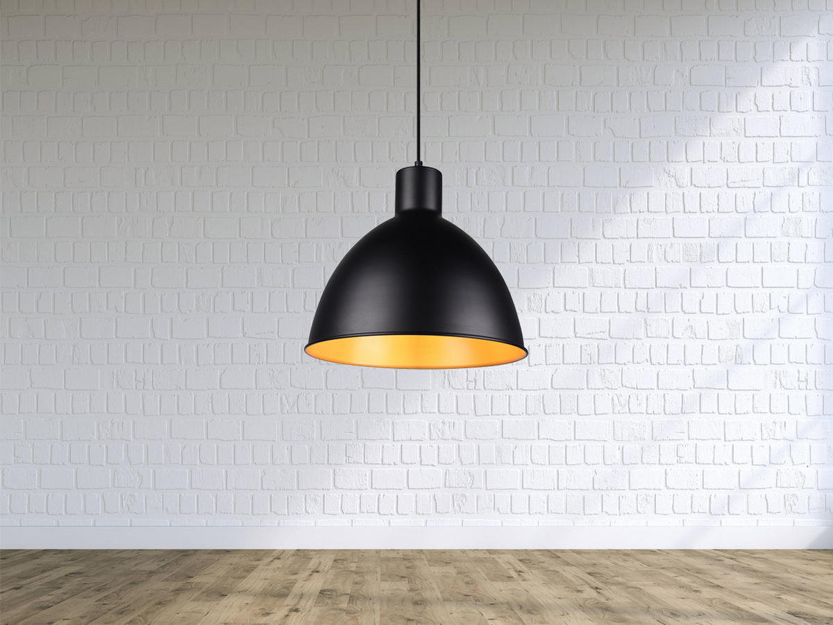 PENDELLEUCHTE, Ø30cm, Schwarz Gold - Goldfarben/Schwarz, Metall (30/30/150cm) - meineWunschleuchte