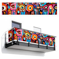 BALKON-SICHTSCHUTZ Abstrakt - Gesicht - Farbenfroh - Multicolor, Kunststoff (500/110cm) - MuchoWow