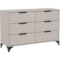 KOMMODE Home mit 6 Schubladen, 120 cm, mit Griffen, Kaschmir - Kaschmir/Schwarz, Holzwerkstoff (120/80/40cm) - Beautysofa