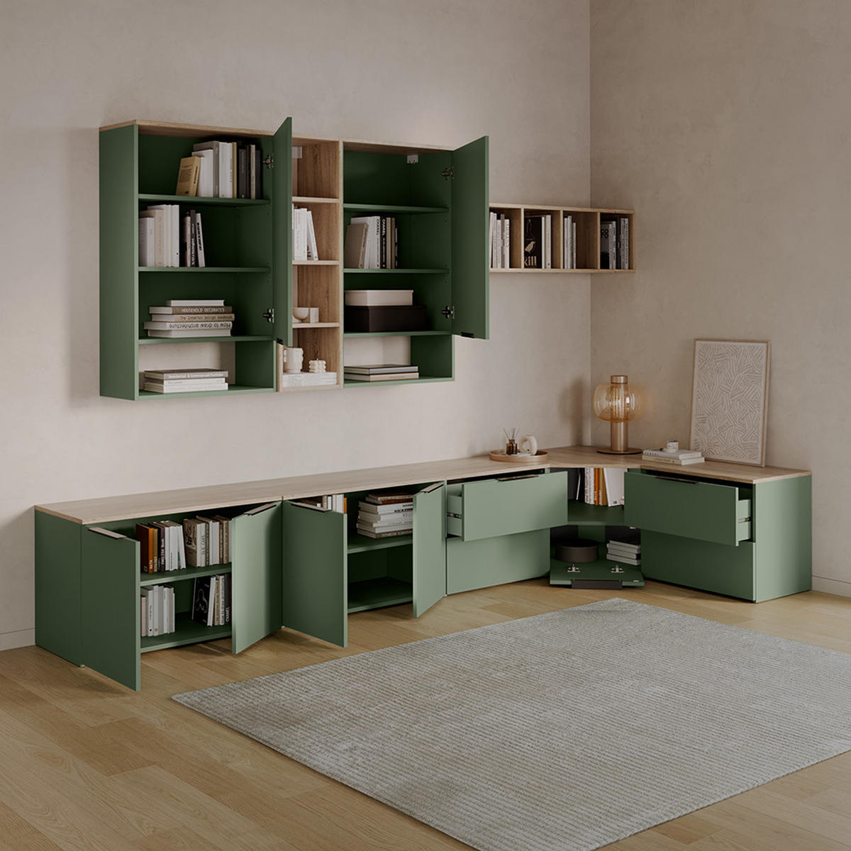 LOWBOARD Piave Grün 68 x 50 cm - Grün, Holzwerkstoff (68/50/68cm) - Livinity®