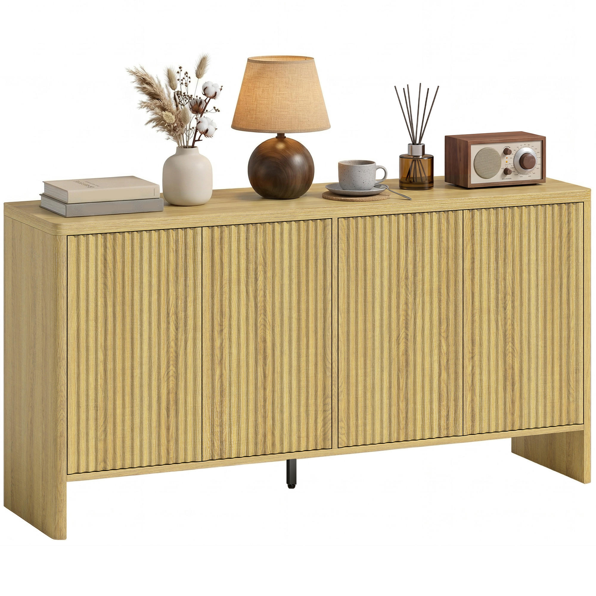 SIDEBOARD Eiche-Nachbildung, 4 Türen, 147/40/77 cm - Eichefarben, Holz (147/77/40cm) - PANGIVO