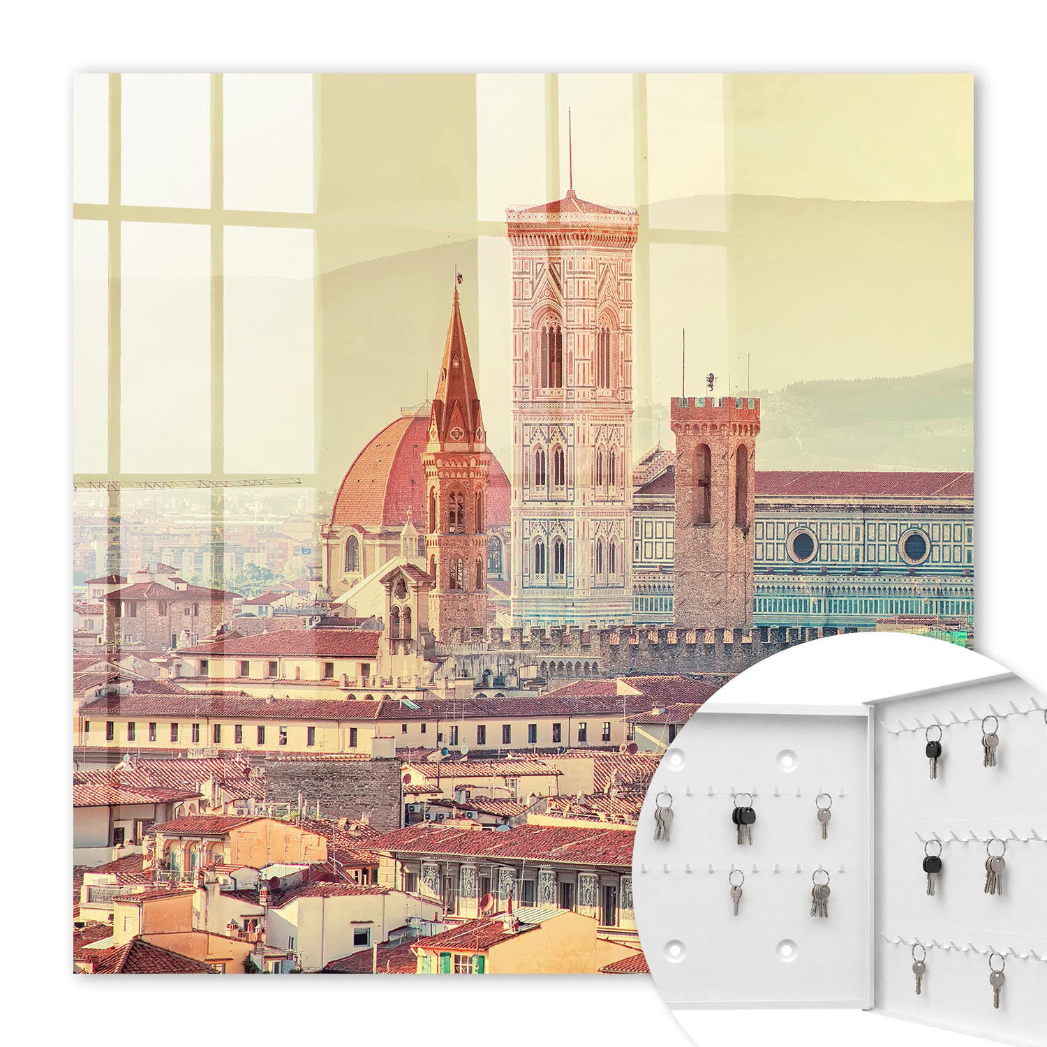 SCHLÜSSELBOX Weiß 30x30 cm – Türöffnung nach rechts - Urbane Eleganz - Beige, Metall (30/30/5cm) - TULUP