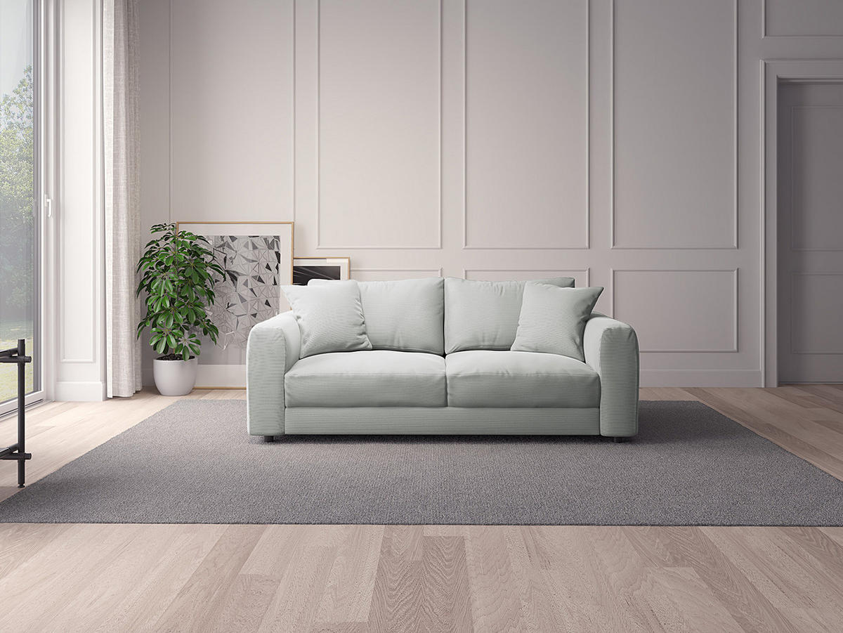 2,5-SITZER SOFA - Schwarz/Grau, Kunststoff/Textil (189/79/106cm) - home24