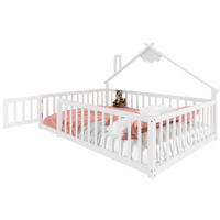 KINDERBETT 140/190 cm im Hausdesign mit Schutzgeländer und Verschluss, MDF, Weiß - Weiß, Holzwerkstoff (140/190cm) - Redom