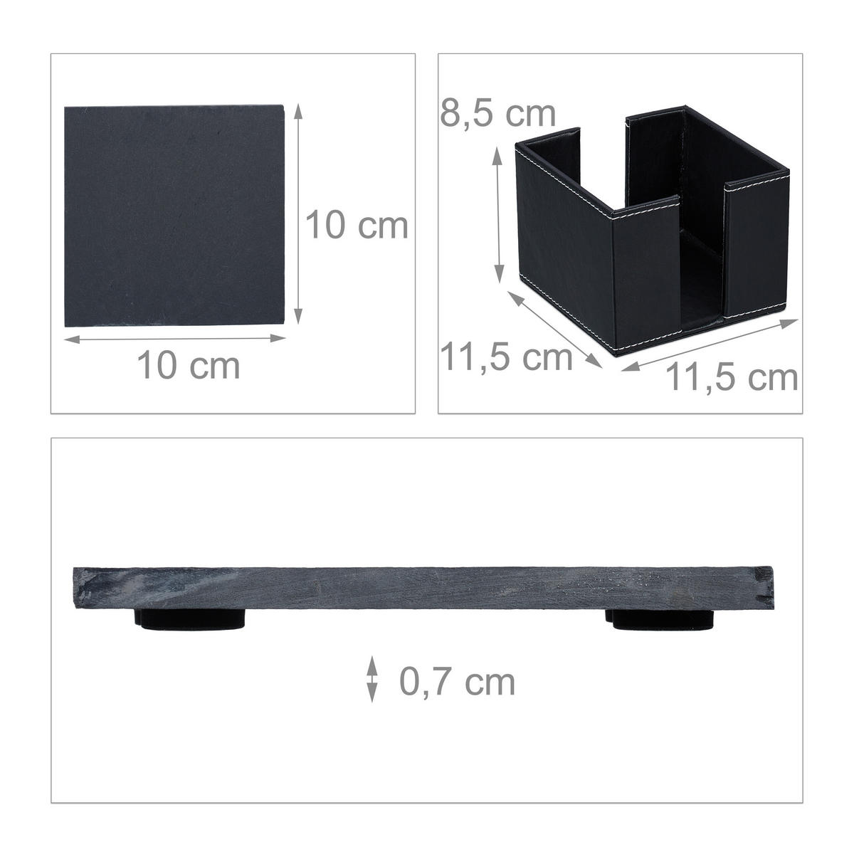 8XPODLOŽKY z bridlice - viacfarebná, plast/kameň (11.5/11.5cm) - Relaxdays