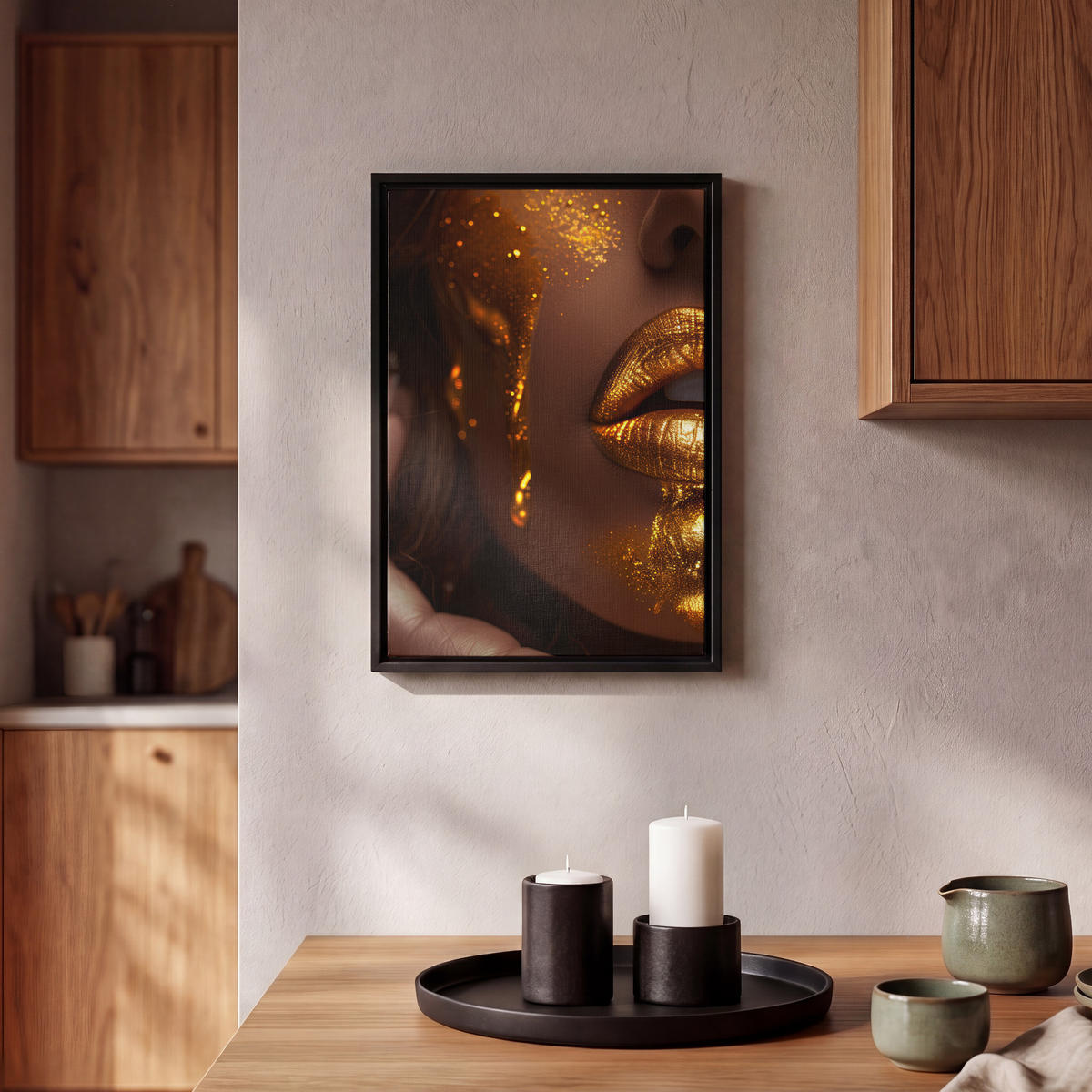 LEINWAND Bilder mit Rahmen - Frau - Gold - Luxus - Porträt - 20x30 - Goldfarben, Textil (20/30cm) - MuchoWow