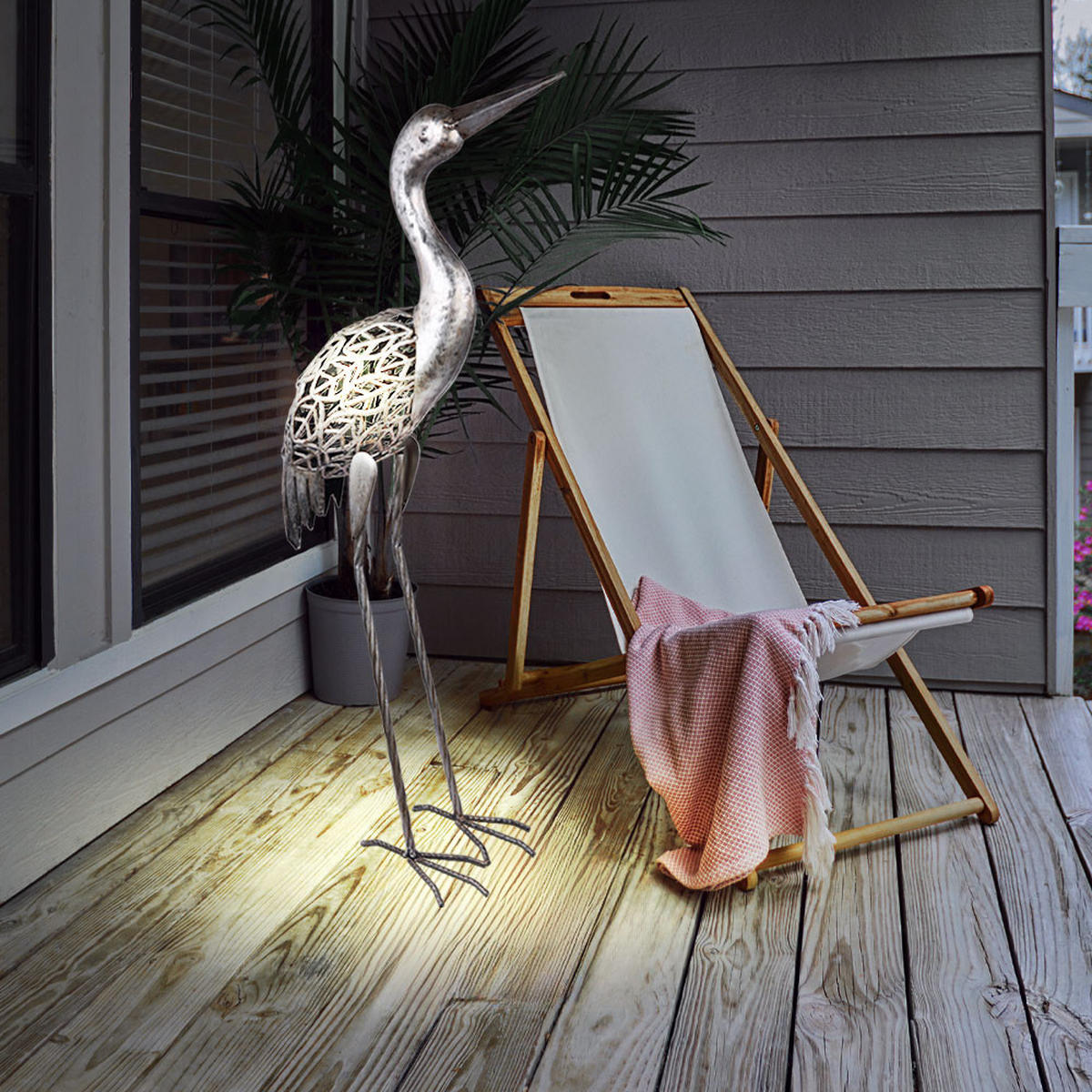 LED AUSSENLEUCHTE Kranich Grau - Grau, Metall (29/15/77cm) - Globo Lighting