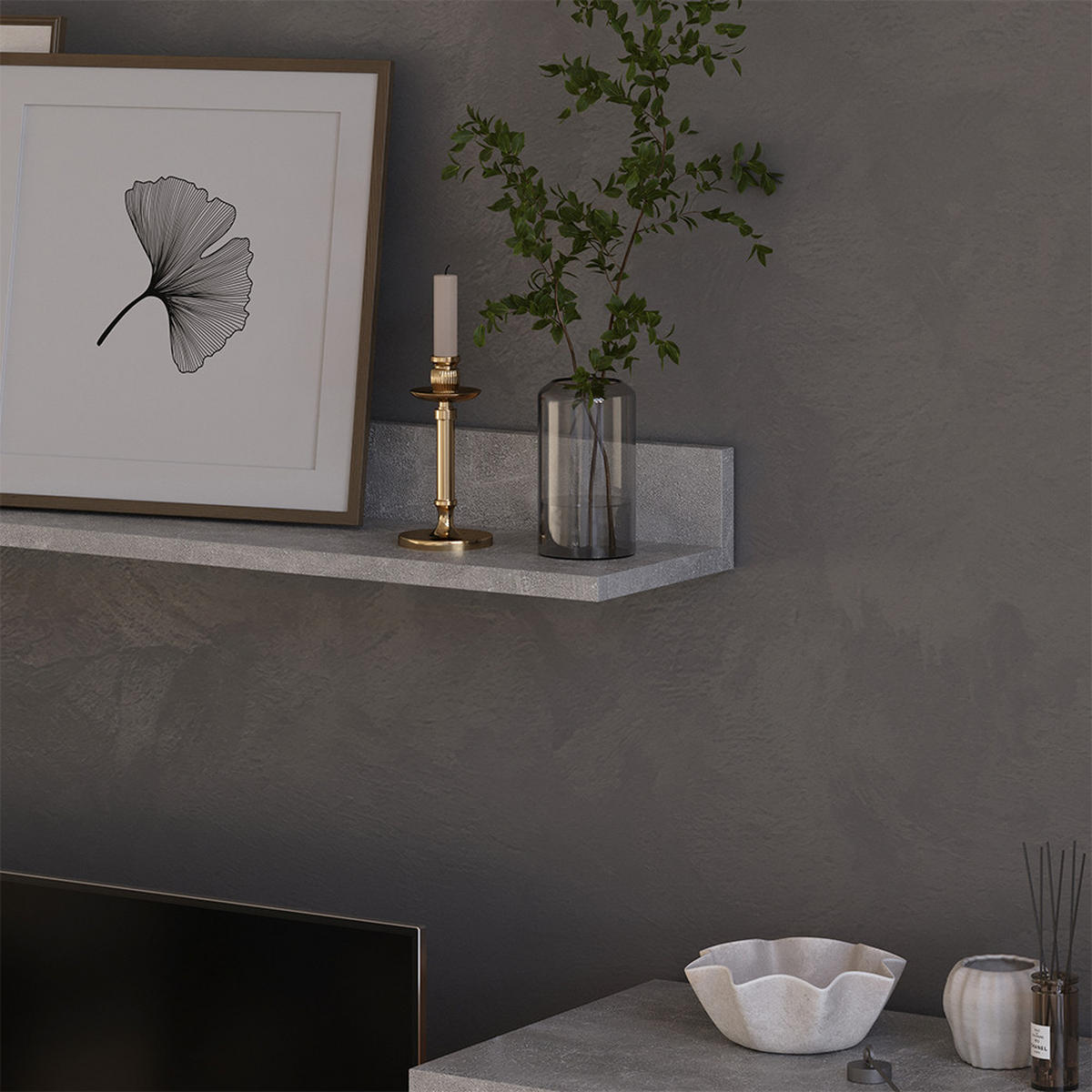 NÁSTĚNNÁ SKŘÍŇKA Berno Beton/bílá - šedá/bílá, kompozitní dřevo (139.8/38.9/35.3cm) - Vicco