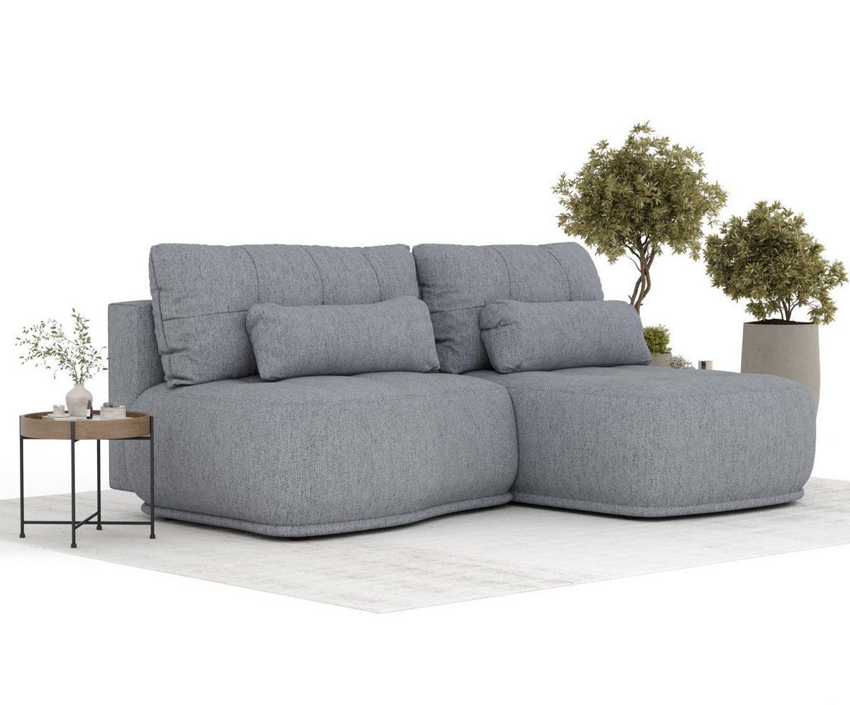 ECKSOFA MIT SCHLAFFUNKTION Batu Grau Webstoff - Schwarz/Grau, Holz/Holzwerkstoff (223/158cm) - Maison de Reve