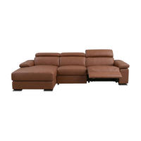 ECKSOFA Plutone Echtleder mit 1 x Relaxfunktion Cognacbraun - Cognac, Leder/Metall (286/165cm)