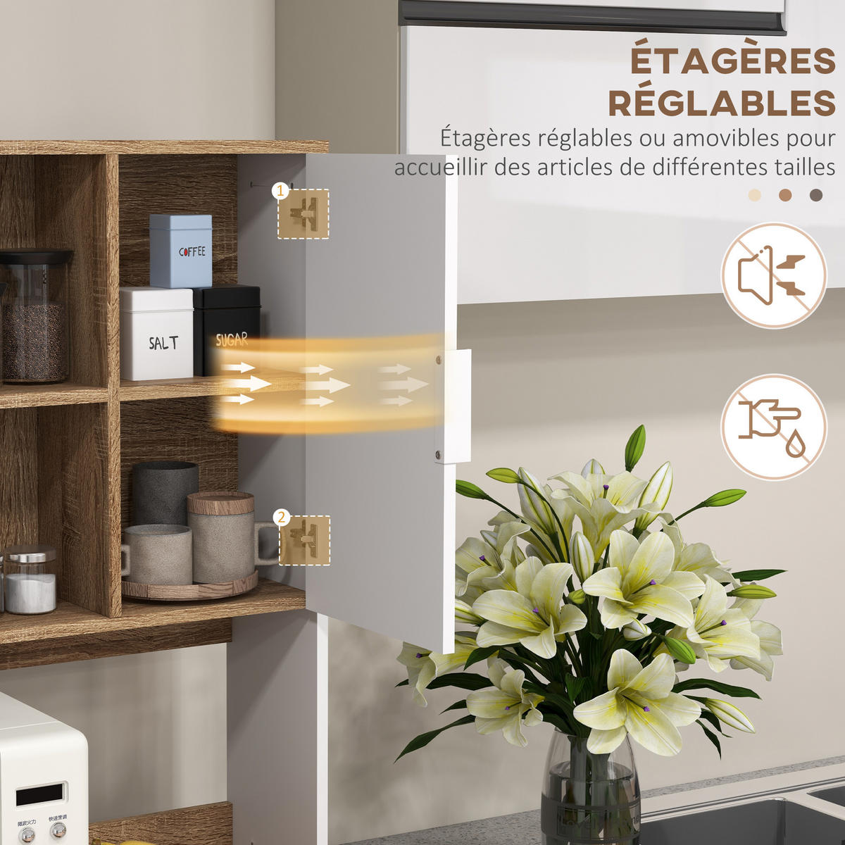 BUFFET DE-11071 Industrie-Design, 4 Türen Schwarz/Natur - Naturfarben, Holzwerkstoff (40/180/80cm) - ComfortXL