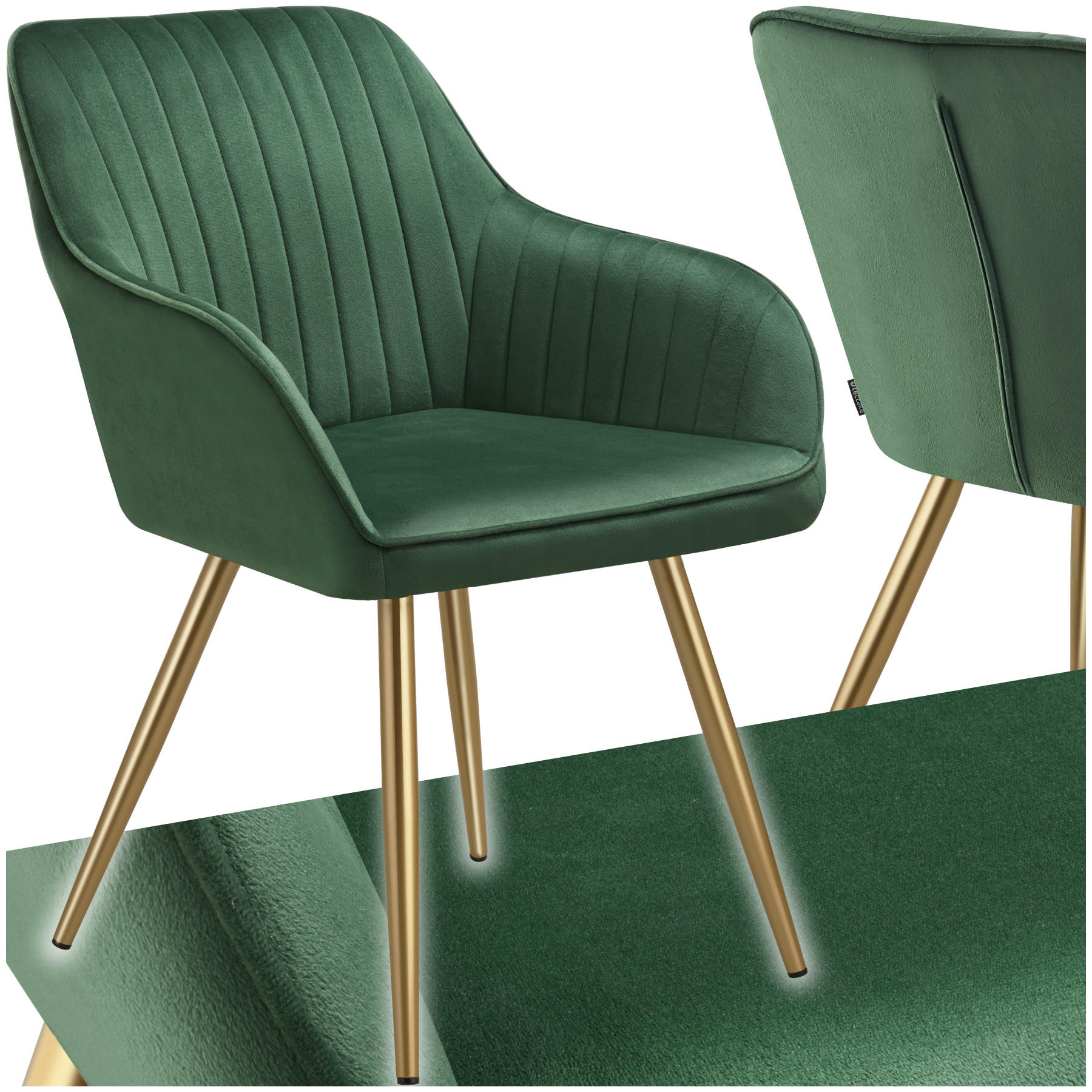 ESSZIMMERSTUHL 1er Set Marilyn 58 x 62 x 82 cm dunkelgrün/gold - Dunkelgrün/Goldfarben, Kunststoff (58/82/62cm) - tectake