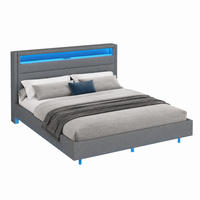 POLSTERBETT mit USB und LED 160x200 cm Leinen Grau - Grau, Metall (160/200cm) - Meubliv