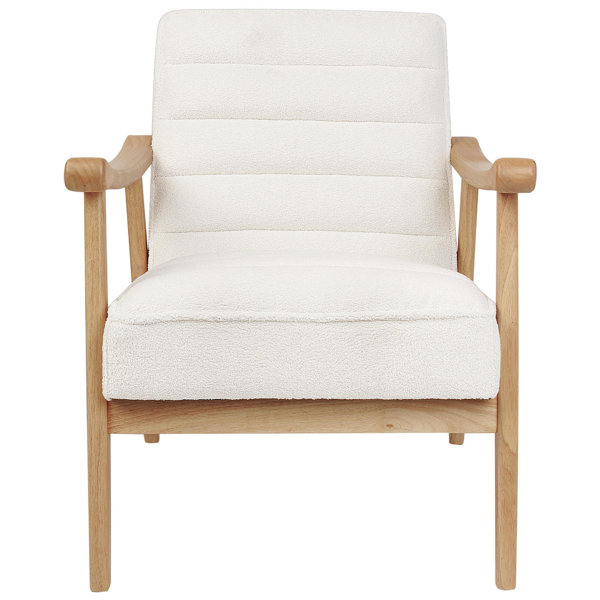 SESSEL Bouclé Cremeweiß Leknes - Hellbraun/Weiß, Textil (62/79/74cm) - Beliani