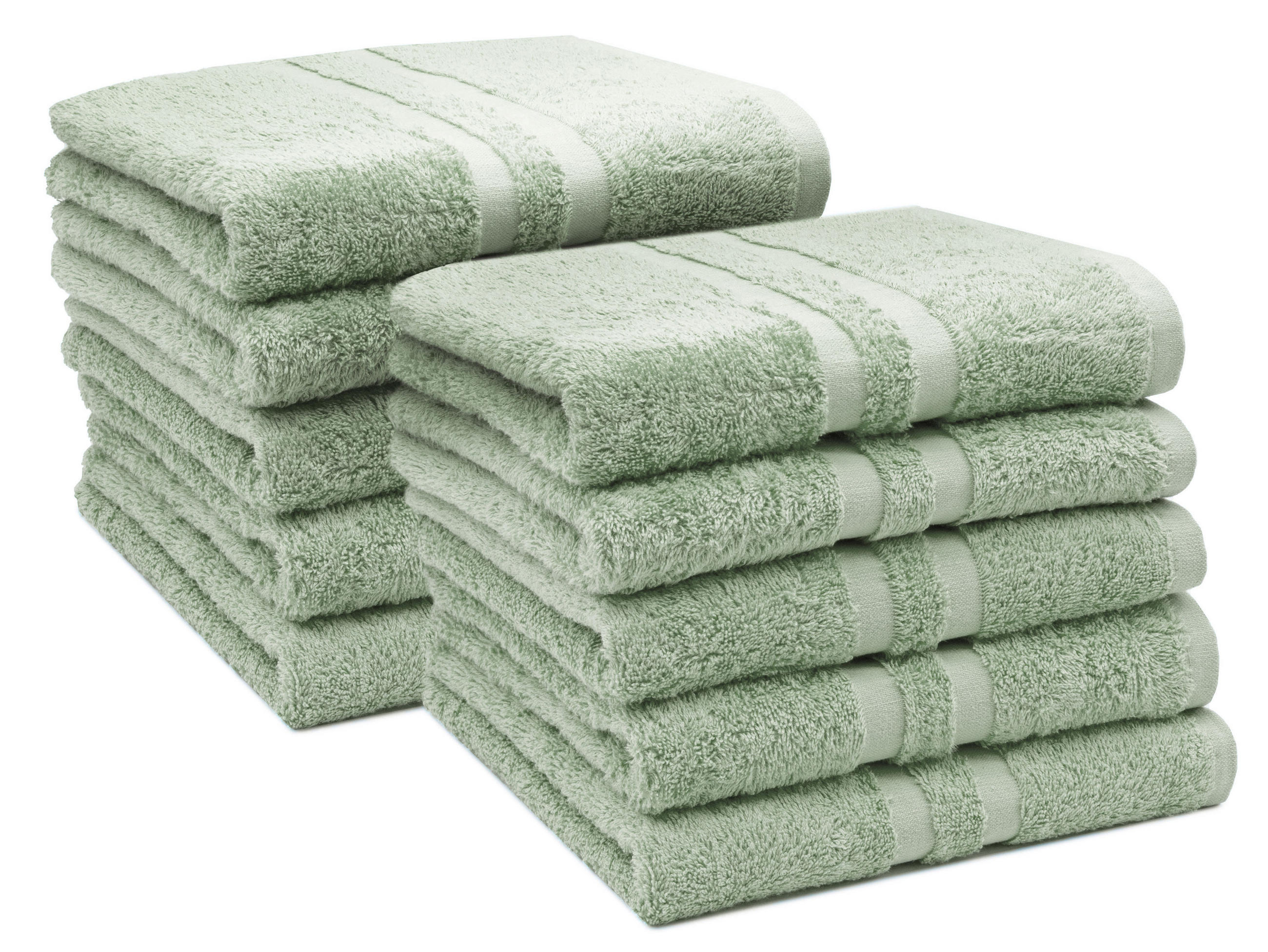 HANDTÜCHER, 10er-Set, 50x100 cm, 100% Baumwolle, Grün - Salbeigrün, Textil (50/100cm) - Zollner
