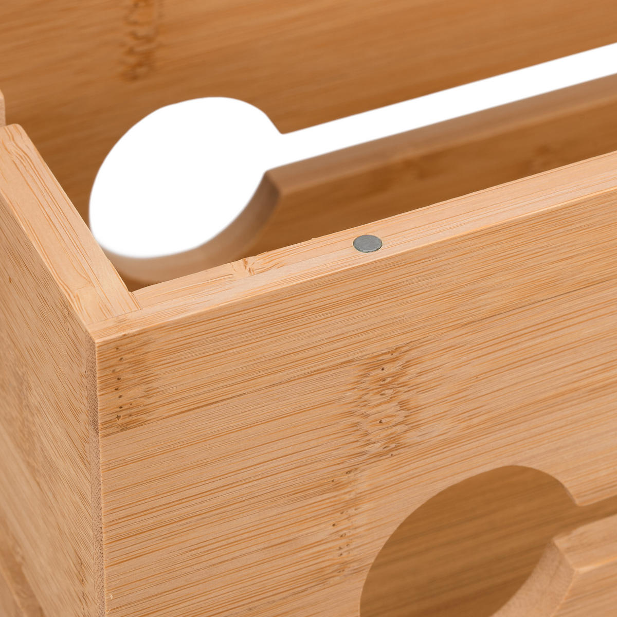 KABELBOX Natur Bambus Magnetverschluss - Hellbraun, Holz (14/34.5/14cm) - Relaxdays