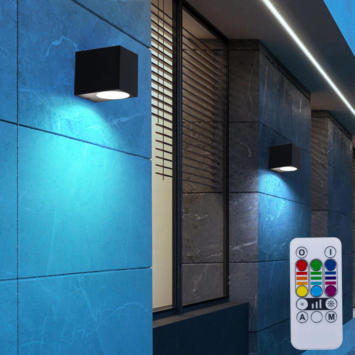 RGB LED AUSSEN-WANDLEUCHTE Grau 3er Set - Grau, Metall (6.8/9.2/8cm)