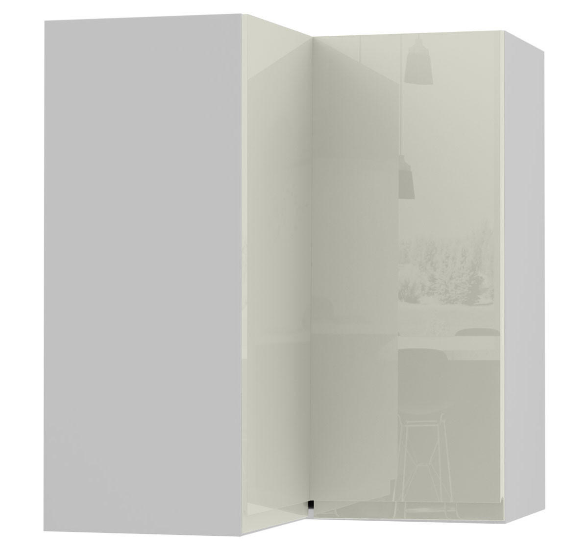 ECKHÄNGESCHRANK Florence W12/60 Weiß / RAL 1013 perlweiß HG 60 / 60 / 72cm - Vordertür links - Weiß Hochglanz/Weiß, Holz/Holzwerkstoff (72/60/60cm) - Feldmann-Wohnen