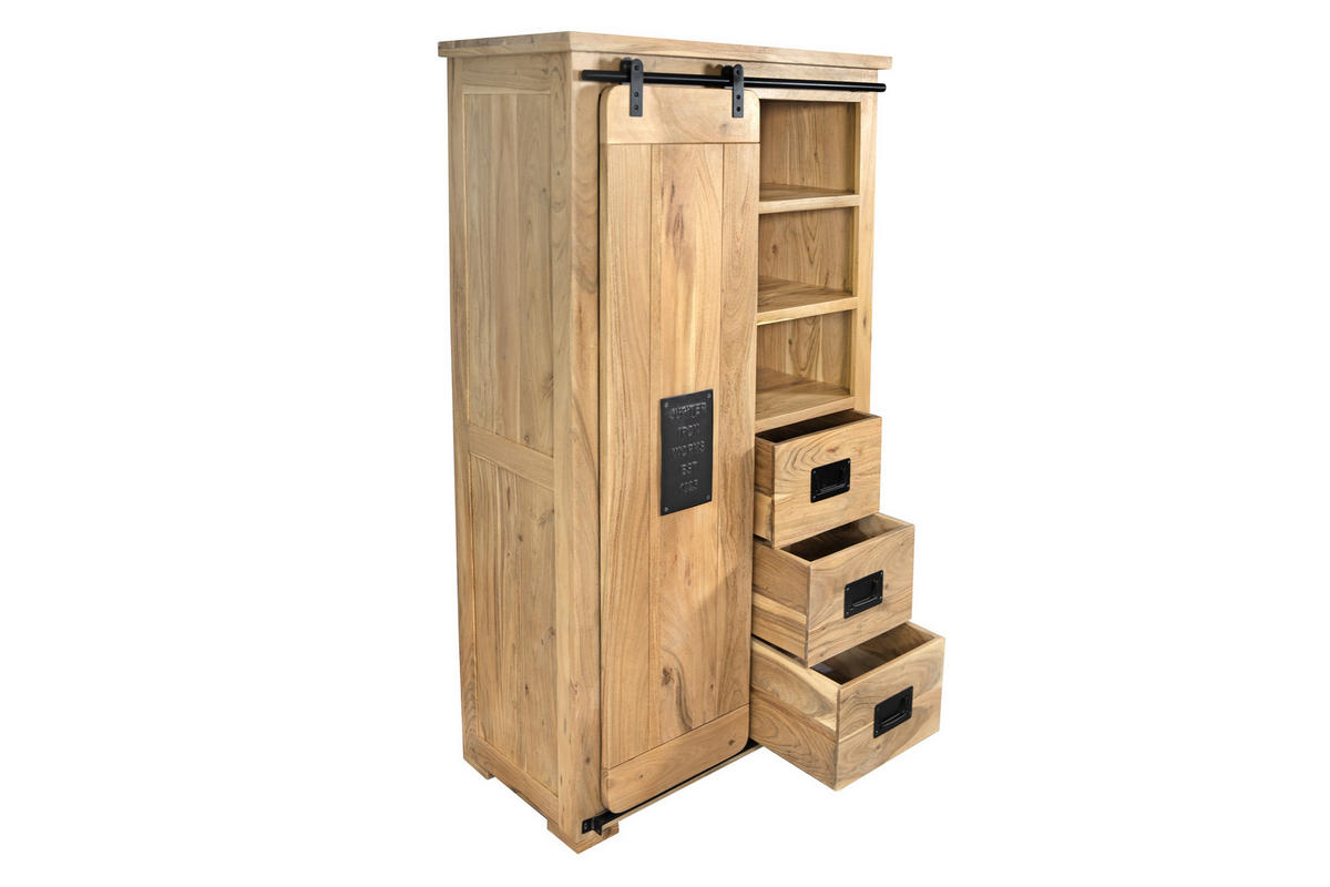 HIGHBOARD LIBRO - Beige/Naturfarben, Akazienholz/Holz (90/150/45cm) - SAM