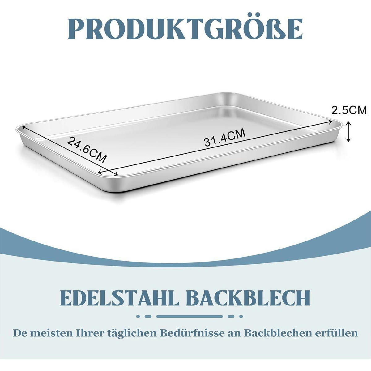 BACKBLECH Edelstahl 31,4 x 24,6 cm - Silberfarben, Metall (24.6/2.5/31.4cm)