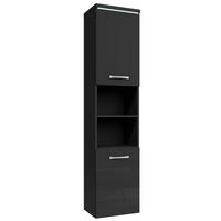 BADEZIMMERSCHRANK Paso mit 2 Türen Schwarz Hochglanz - 35 x 35 x 160 cm - Schwarz, Holz (35/160/35cm) - Badplaats