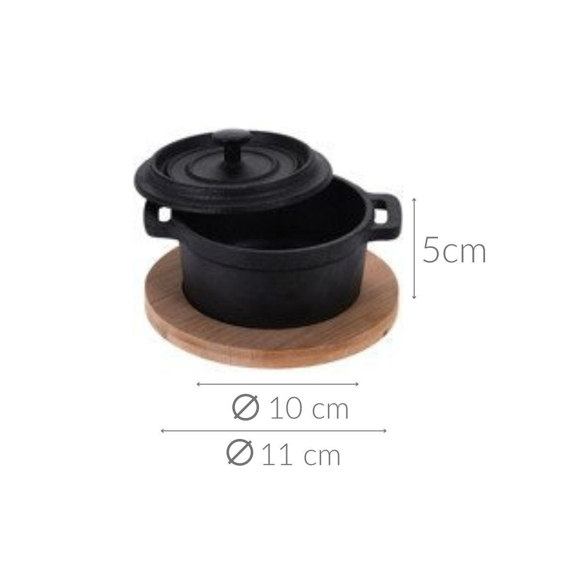 TOPF Gusseisen mit Deckel 200 ml 10/10/5 cm - Schwarz, Metall (10cm) - Excellent Houseware