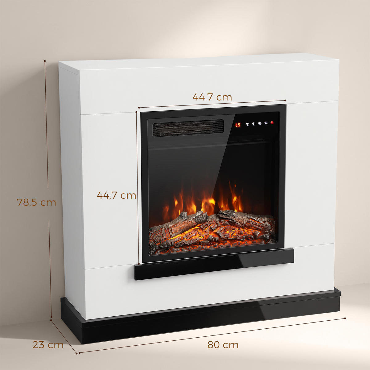 ELEKTROKAMIN Spanplatte Stahl Weiß - Schwarz/Weiß, Holzwerkstoff (23/78.5/80cm) - HOMCOM