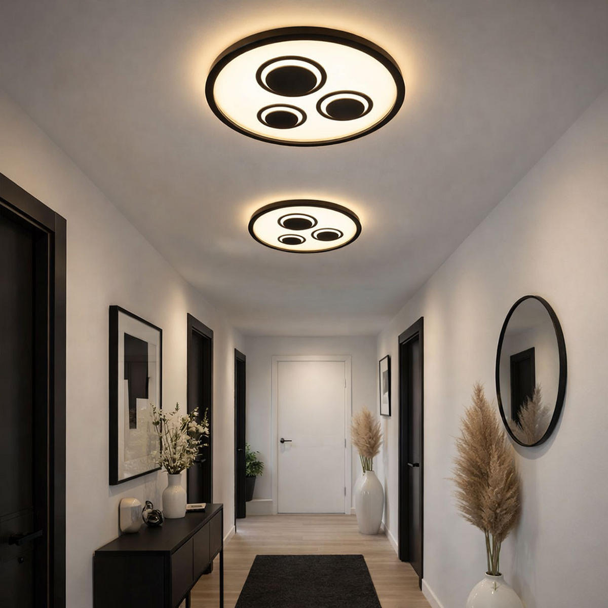 LED DECKENLEUCHTE Schwarz Backlight - Schwarz, Kunststoff (42.3/42.3/3.7cm) - Briloner