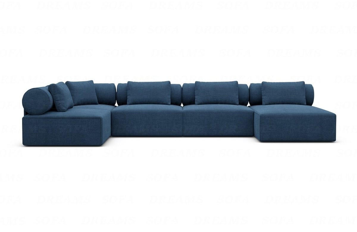 WOHNLANDSCHAFT Cipriani Blau Strukturstoff - Blau, Kunststoff (400/77/200cm)