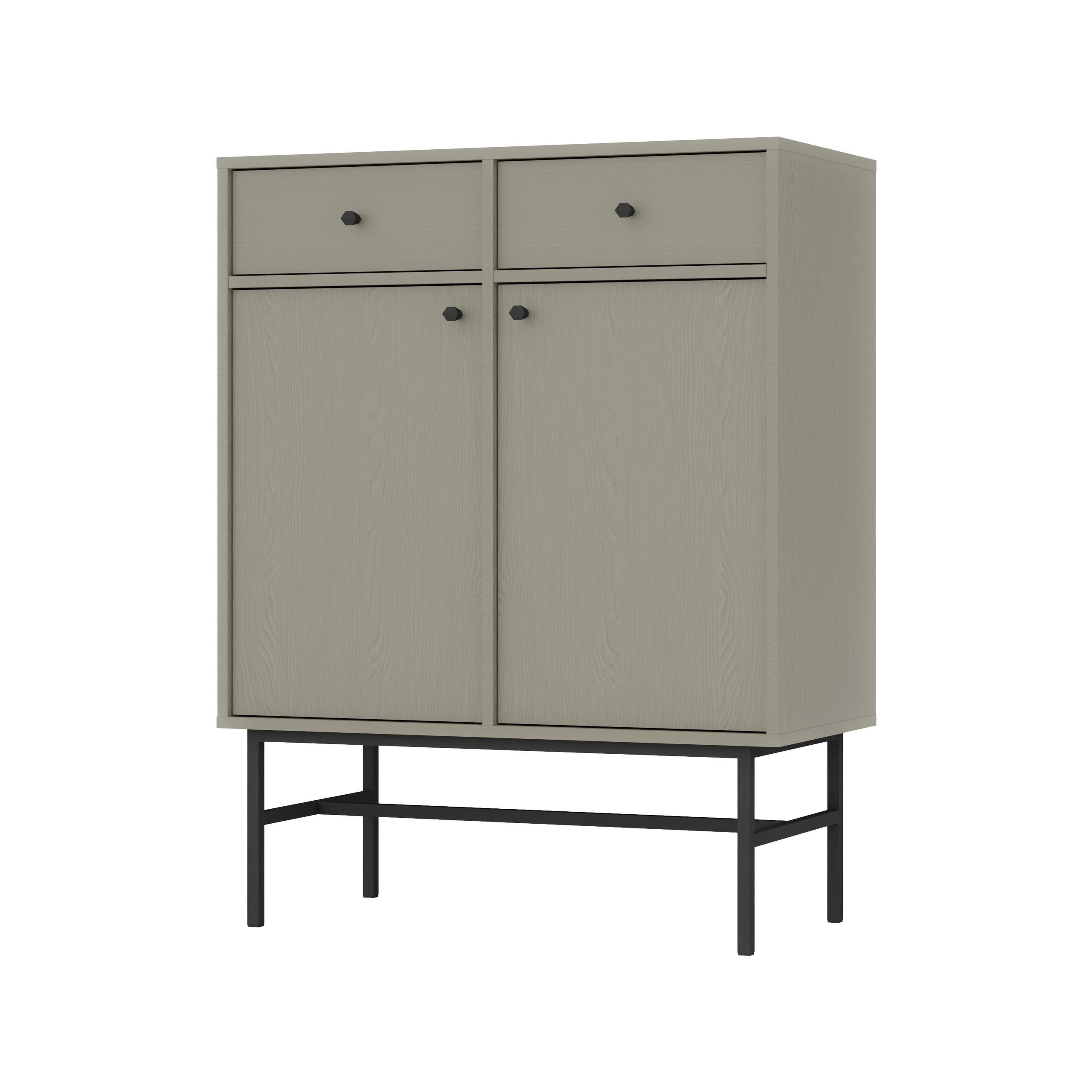 SIDEBOARD TORINO 84/108/41cm mit 2 Schubladen 2 Türen Hellgrün - Hellgrün, Holzwerkstoff (84/108/41cm) - MASSENO