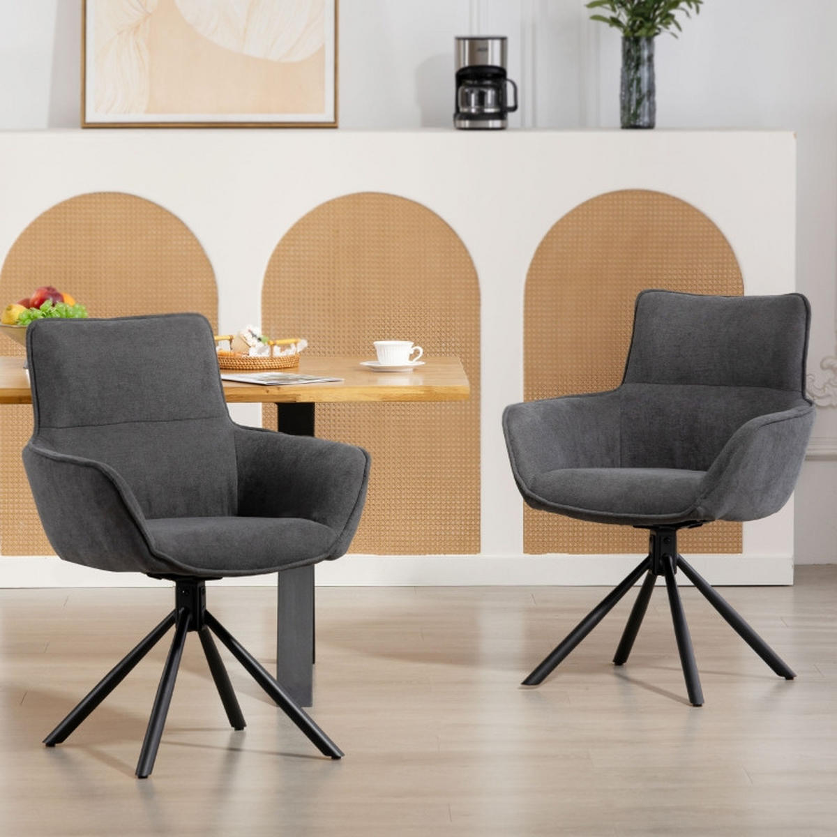 ARMLEHNSTUHL-SET DE-36056 2 Stück drehbar Dunkelgrau - Dunkelgrau, Metall (64/87/67cm) - ComfortXL